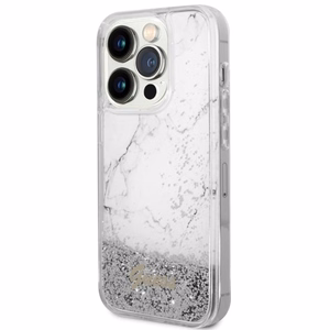 Guess GUHCP14LLCSGSGH iPhone 14 Pro 6.1" valkoinen/valkoinen hardcase Liquid Glitter Marble