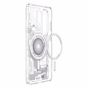 Spigen Ultra Hybrid Mag Zero One suojakuori laitteelle Samsung Galaxy S26 Ultra, MagSafe-yhteensopiva, läpinäkyvä ja valkoinen