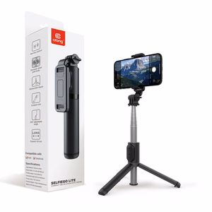 Crong SelfieGo Lite kompakti Bluetooth-selfiekeppi ja kolmijalka, musta