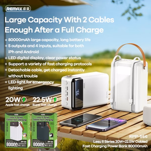 External battery Power Bank Remax RPP-566 22.5W 80000mAh grey