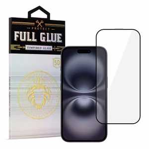 Karkaistu lasi HARD Full Glue 5D IPHONE 16 PLUS:lle musta