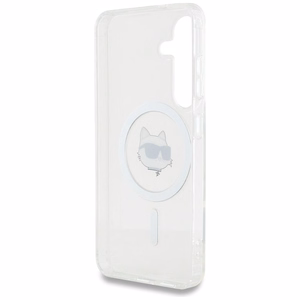 Karl Lagerfeld Suojakuori Samsung S25:lle KLHMS25SHLSCHH (Magneettinen IML Metal Choupette Head) Valkoinen
