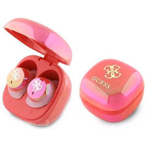 Guess Bluetooth headphones GUTWSJ144ESF TWS + docking station fuchsia/fuschia Iridescent 4G Printed Logo