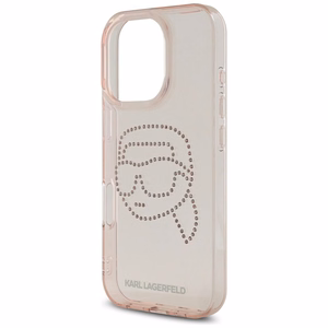 Karl Lagerfeld suojakuori iPhone 16 Pro:lle KLHCP16LHKHDCELP (IML Rhinestones S K Head) - vaaleanpunainen