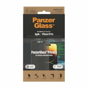 PanzerGlass Ultra-Wide Fit antibakteerinen yksityisyyspanssarilasi asennusapuvälineellä iPhone 14 Pro