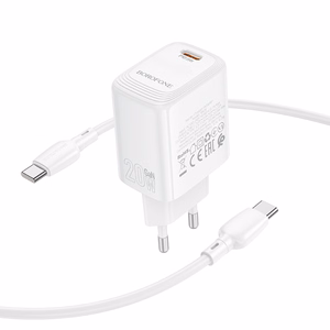 Borofone Wall charger BN26 Fuente - Type C - PD 20W with Type C to Type C cable white