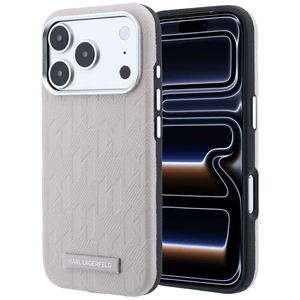 Karl Lagerfeld Grained Mono Resin Logo MagSafe suojakuori mallille iPhone 17 Pro Max / 18 Pro Max – väri: vaaleanpunainen