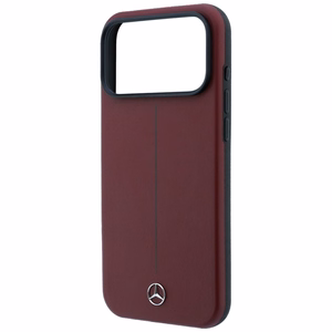 Mercedes Semi Wrap Iconic Line MagSafe nahkainen suojakuori malleille iPhone 18 Pro Max / 17 Pro Max, viininpunainen