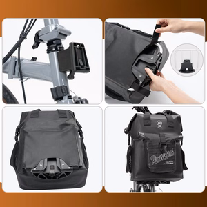 Rockbros AS-158 ohjaustangon laukku Brompton-taittopyörälle 18L - musta