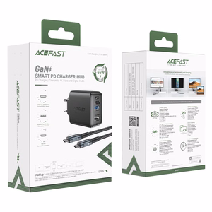 Acefast 2in1 laturi GaN 65W USB Type C / USB, HDMI 4K 60Hz sovitin (setti kaapelilla) musta (A17 black)