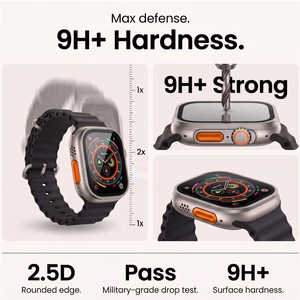 Tech-Protect 2-Pack Karkaistu Lasi Apple Watch Ultra 49mm - Hopeinen ja Musta