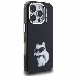 Karl Lagerfeld IML Aquarelle Choupette & Logo Suojakuori iPhone 16 Pro Maxille - Musta