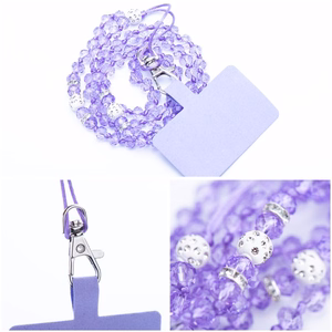 CRYSTAL DIAMOND Puhelimen nauha / narun pituus 74 cm (37 cm silmukassa) / kaulaan - violetti