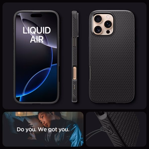 Spigen Liquid Air Suojakuori iPhone 16 Pro 6,3 mattamusta