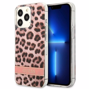 Guess GUHCP13LHSLEOP iPhone 13 Pro / 13 6.1" vaaleanpunainen/vaaleanpunainen kovakotelo Leopardi