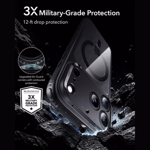 ESR Classic Hybrid MagSafe suojakuori mallille iPhone 18 Pro / 17 Pro – läpinäkyvä musta