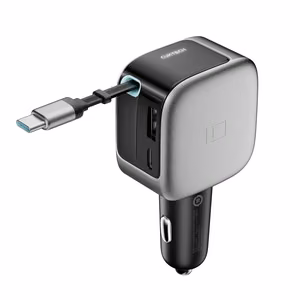 Cuktech CC903P autolaturi 100 W, näytöllä ja 70 cm sisäänkelautuvalla USB-C-kaapelilla – harmaa