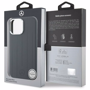Mercedes Silikoninen Vertical Tonal Stripes MagSafe suojakuori iPhone 16 Pro Max:lle - harmaa