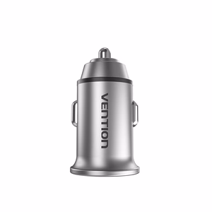 Vention kaksiportinen USB A+A (30+30) -autolaturi, harmaa mini-alumiiniseostyyppi