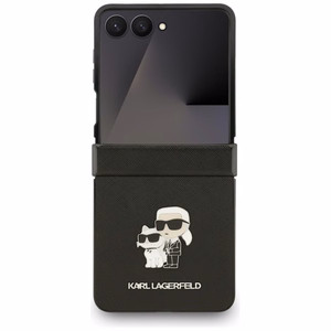 Karl Lagerfeld Saffiano Karl&Choupette Pin Suojakuori Samsung Galaxy Z Flip 7:lle - musta