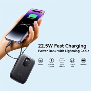 Ulkoinen akku Power Bank Joyroom JR-PBF18 22.5W Lightning-kaapelilla 10000mAh musta