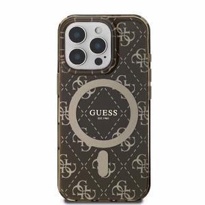 Guess IML 4G Background MagSafe Suojakuori iPhone 16 Pro:lle - ruskea