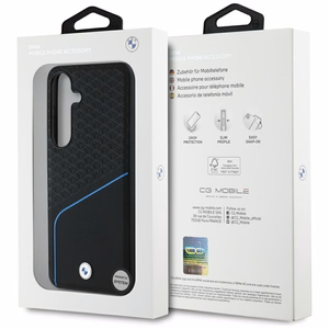BMW Nahkainen Textured and Smooth MagSafe Suojakuori Samsung Galaxy S25:lle - musta