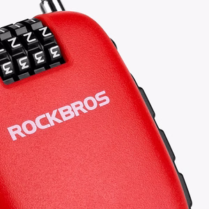 Rockbros 32420981001 pyöränlukko sisäänkelautuvalla vaijerilla, punainen