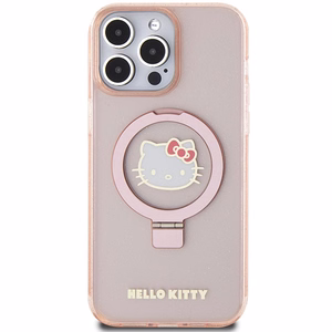 Hello Kitty Ring Stand Glitter Electrop Logo MagSafe Suojakuori iPhone 15 Pro Max:lle - vaaleanpunainen