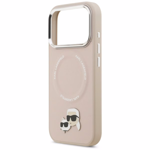 Karl Lagerfeld MagSafe PU Suojakuori Karl&Choupette Pins -logolla ja metallikamerapainikkeilla iPhone 17 Pro:lle - Beige