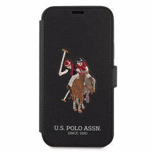 US Polo USFLBKP12SPUGFLBK iPhone 12 mini 5,4" musta lompakkokotelo Polo Embroidery Collection