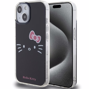 Hello Kitty IML Kitty Face Suojakuori iPhone 15:lle - musta