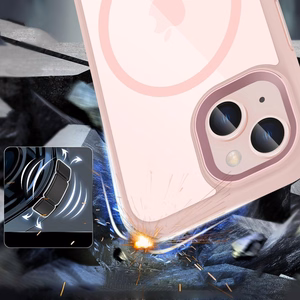 Tech-Protect MagMat MagSafe Suojakuori iPhone 15:lle - läpinäkyvä vaaleanpunainen