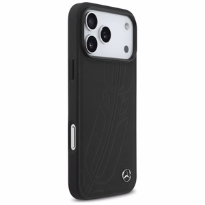 Mercedes Nahkainen Large Laurel Leave MagSafe Suojakuori iPhone 17 Pro Max:lle - musta