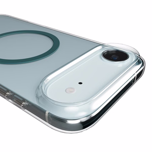 Puro Lite Mag TPU+PC suojakuori MagSafe-yhteensopiva iPhone 17 Air:lle - läpinäkyvä turkoosilla renkaalla
