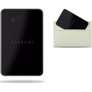 Apple Find My -yhteensopiva paikannin Satechi lompakkokortin muotoinen ST-LFAWCK, musta