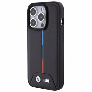 BMW Quilted Tricolor iPhone 15 Pro Suojakuori - musta