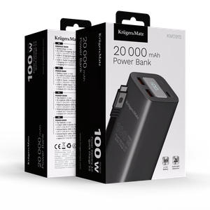 Kruger&Matz litiumioni-virtapankki QC- ja PD-tuella, 20000 mAh, 100 W