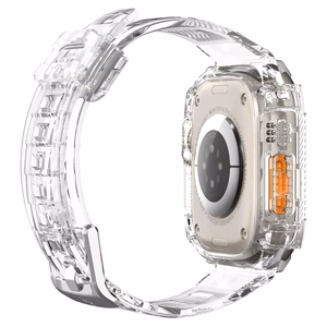 Spigen Rugged Armor Pro -suojakuori ja hihna Apple Watch Ultra 49 mm:lle (läpinäkyvä)