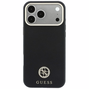 Guess Grained Round Strass Logo MagSafe -suojakuori iPhone 18 Pro Max / 17 Pro Max – musta