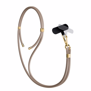 3mk EasyClip Elite puhelimen kaulahihna, Taupe (kultaiset osat)