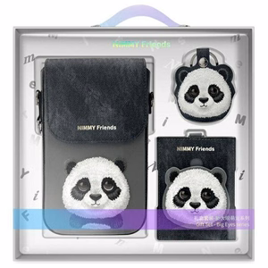 NIMMY 3in1-setti puhelinlaukku + Lompakko + GPS-suoja BIG EYED PET 2.0 Panda musta