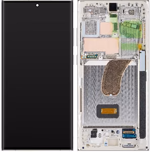LCD-näyttö Samsung S918 S23 Ultra 5G kosketusnäytöllä ja kehyksellä Cream alkuperäinen (service pack)