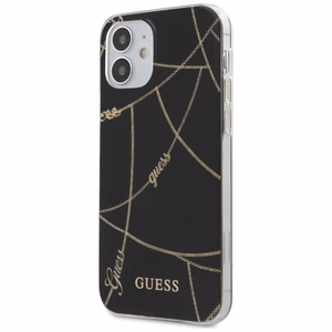 Guess GUHCP12SPCUCHBK iPhone 12 mini 5.4" musta/musta kovakotelo Kultaketju-mallisto
