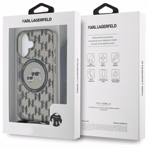 Karl Lagerfeld IML Crossbody Monogram Karl & Choupette Head MagSafe iPhone 16 Case - Black