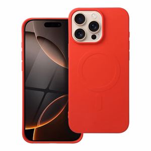 Silikoninen Mag Cover iPhone 16 PRO MAX:lle yhteensopiva MagSafen kanssa (iso reikä) punainen
