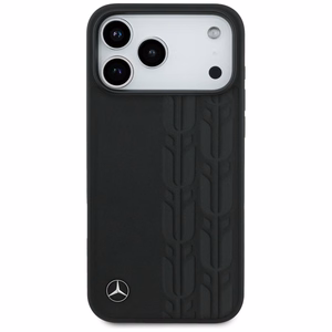 Mercedes Nahkainen Laurel Leaves MagSafe Suojakuori iPhone 17 Pro Max:lle - musta