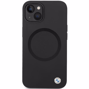 BMW BMHMP14SSILBK2 Suojakuori iPhone 14:lle - musta Signature Liquid Silicone MagSafe