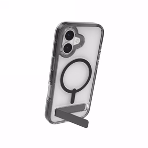 ZAGG Santa Cruz Snap KS MagSafe suojakuori telineellä iPhone 17 läpinäkyvä musta
