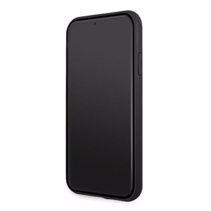 BMW nahkainen rei'itetty kotelo iPhone 11 / Xr - musta